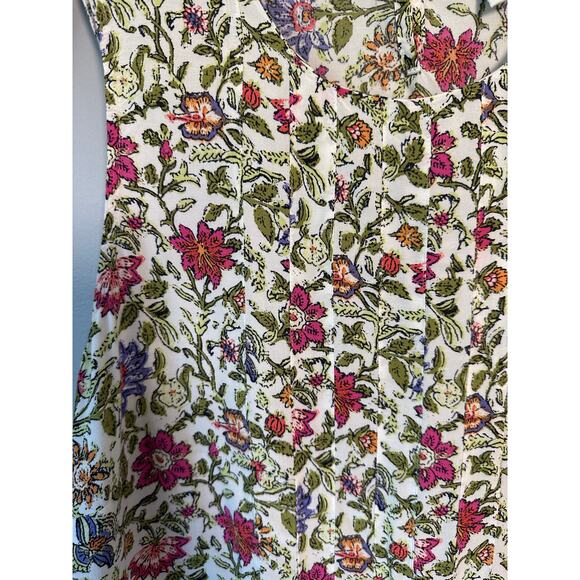 J. Jill Medium top pink floral pullover blouse womens tank geometric sleeveless - Picture 2 of 9